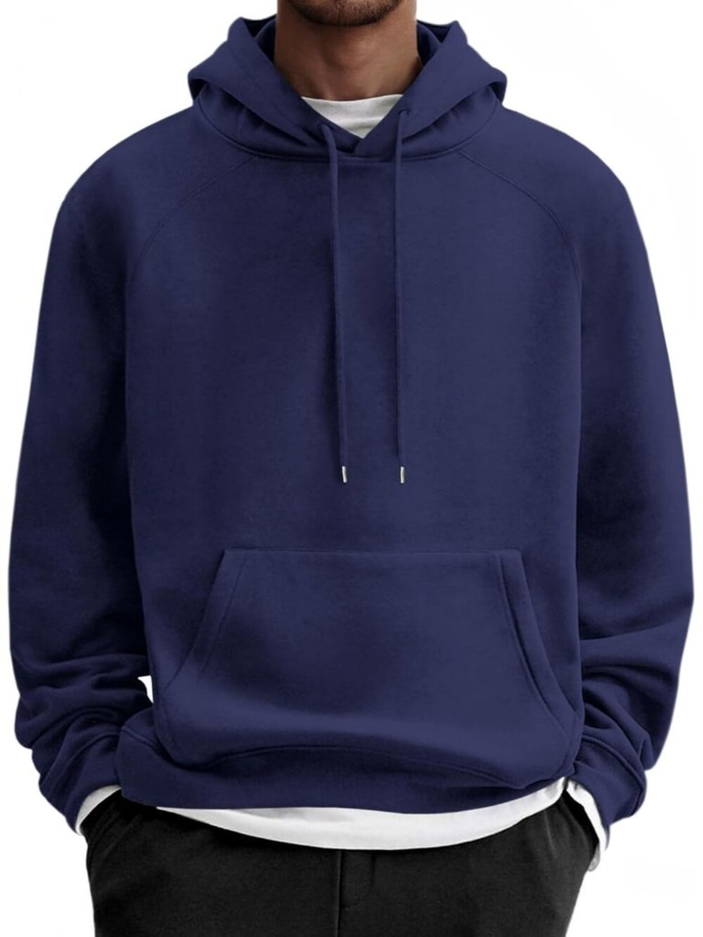 Coofandy Men's Navy Fleece Pullover Long Sleeve Essential Sweatshirt Hoodies